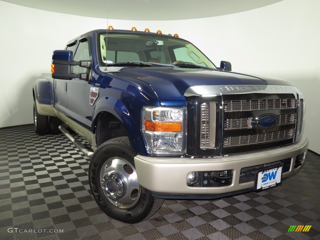 2008 F350 Super Duty King Ranch Crew Cab 4x4 Dually - Dark Blue Pearl Metallic / Chaparral Brown photo #2