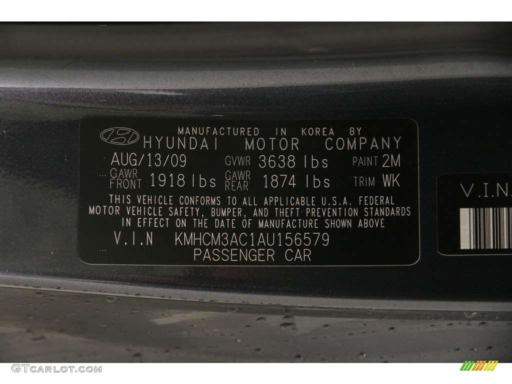 2010 Accent GS 3 Door - Charcoal Gray / Black photo #16