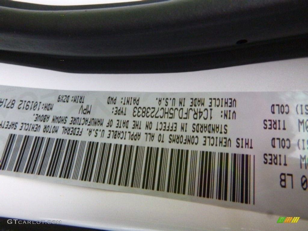 2017 Grand Cherokee Color Code PWD for Ivory Tri-Coat Photo #116804178