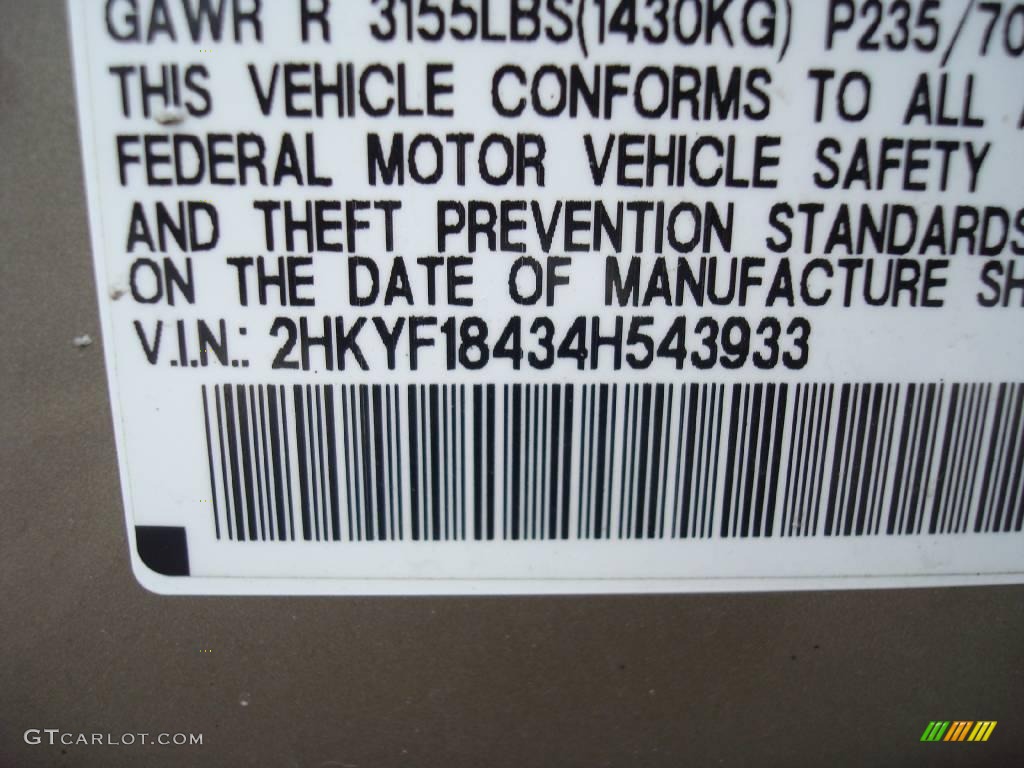 2004 Pilot EX 4WD - Sandstone Metallic / Saddle photo #28