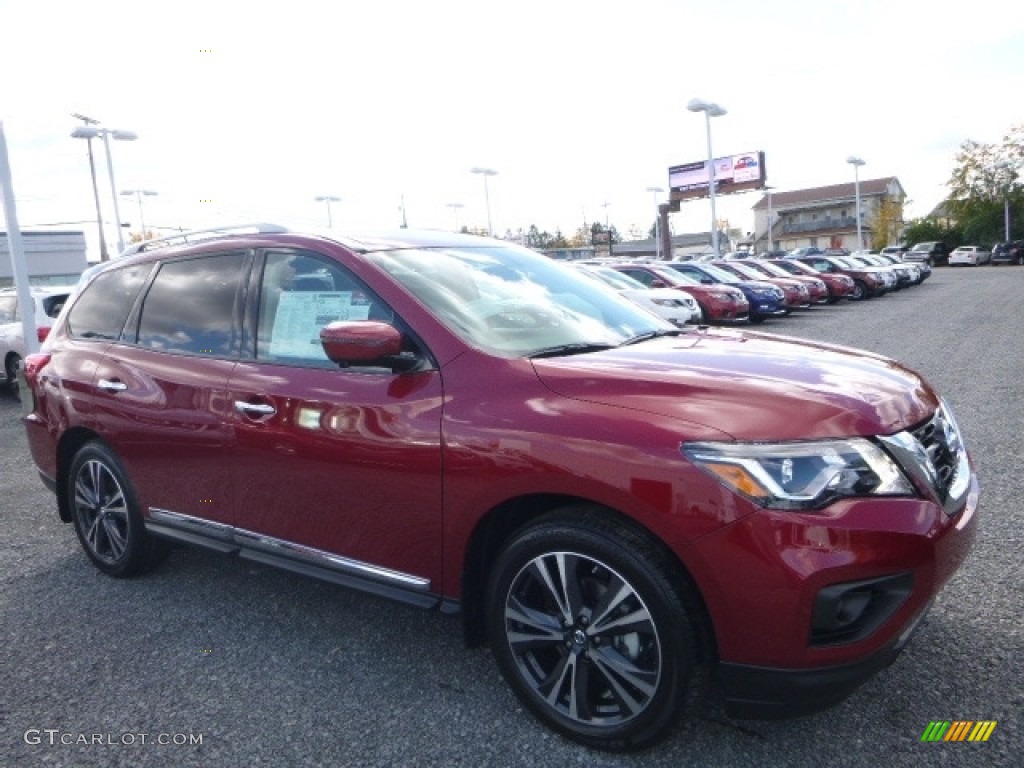 2017 Pathfinder Platinum 4x4 - Cayenne Red / Charcoal photo #1