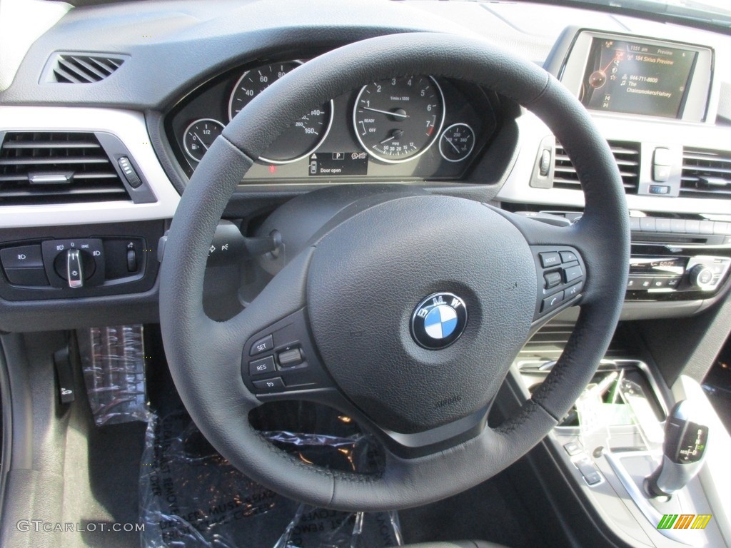2017 BMW 3 Series 320i xDrive Sedan Black Steering Wheel Photo #116807340