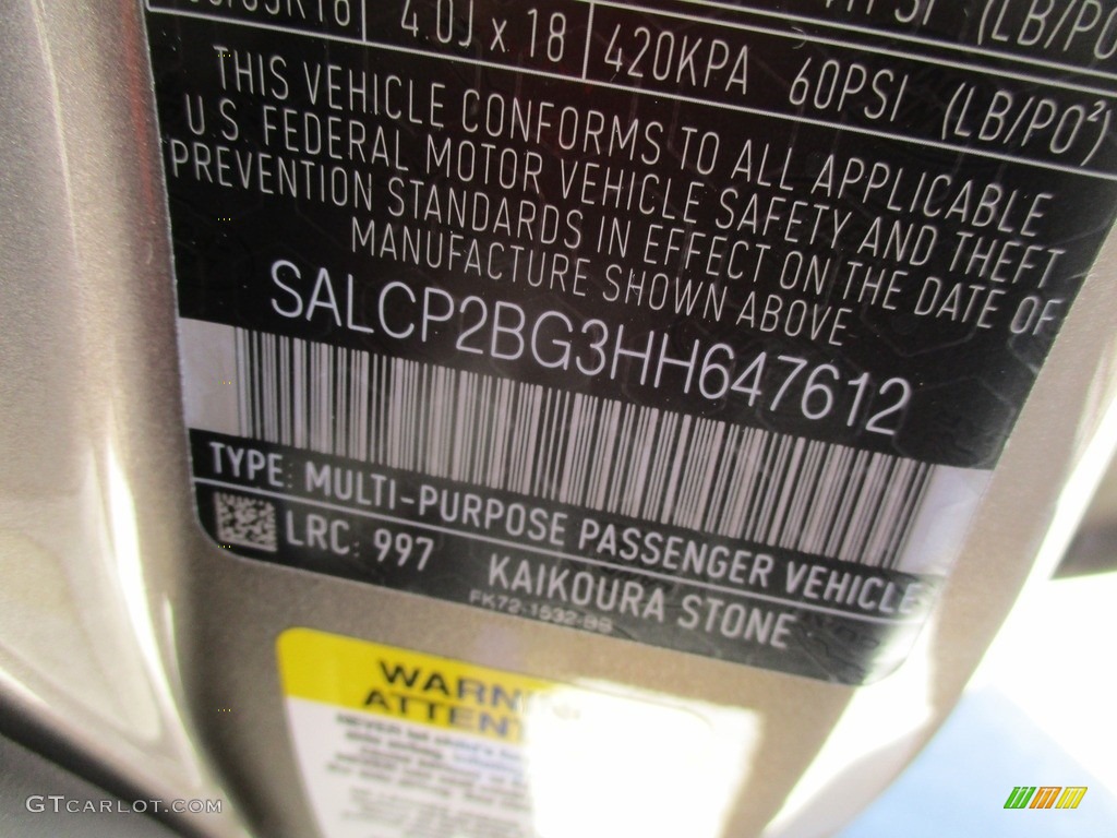 2017 Discovery Sport Color Code 997 for Kaikoura Stone Metallic Photo #116811210