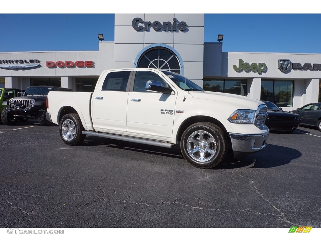 2017 1500 Laramie Crew Cab 4x4 - Pearl White / Canyon Brown/Light Frost Beige photo #1