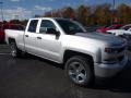 2017 Silver Ice Metallic Chevrolet Silverado 1500 Custom Double Cab 4x4  photo #3