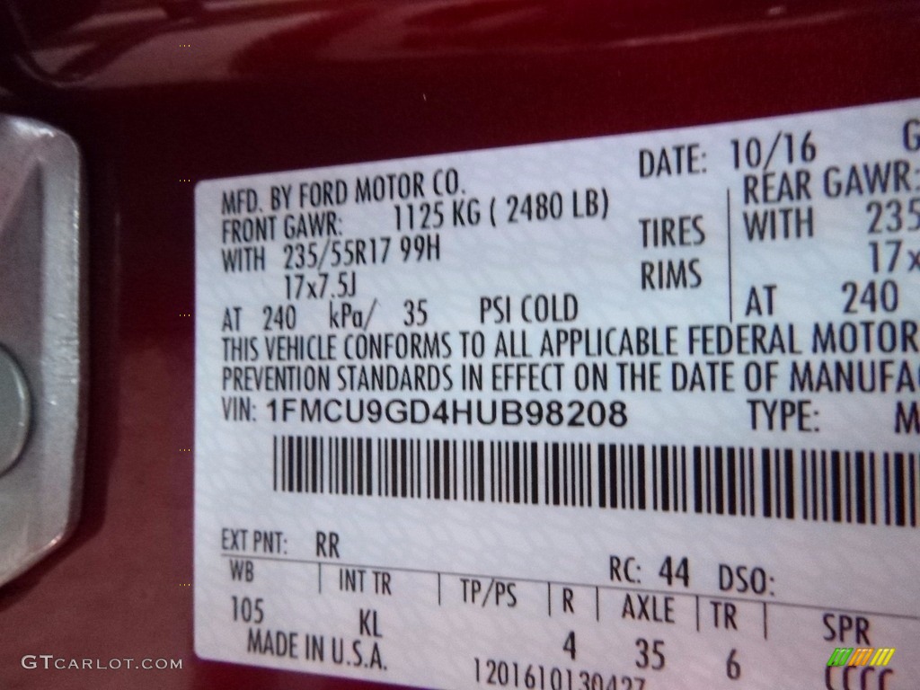 2017 Escape SE 4WD - Ruby Red / Medium Light Stone photo #15