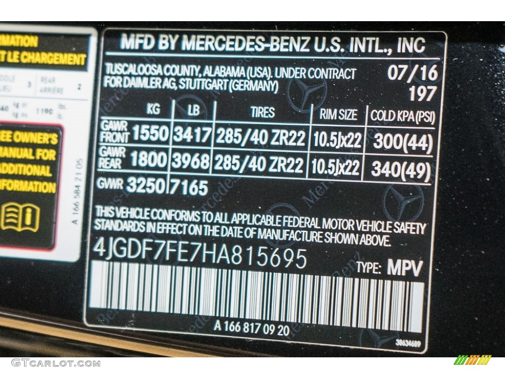 2017 GLS Color Code 197 for Obsidian Black Metallic Photo #116829540