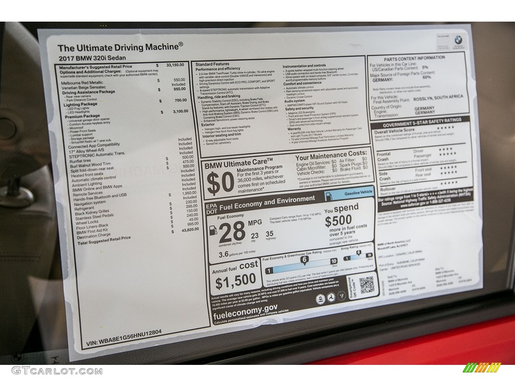 2017 3 Series 320i Sedan - Melbourne Red Metallic / Venetian Beige/Black photo #11
