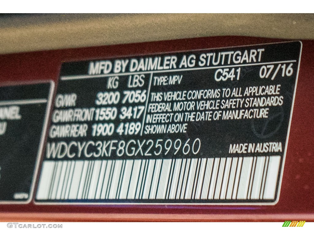 2016 Mercedes-Benz G 550 Color Code Photos