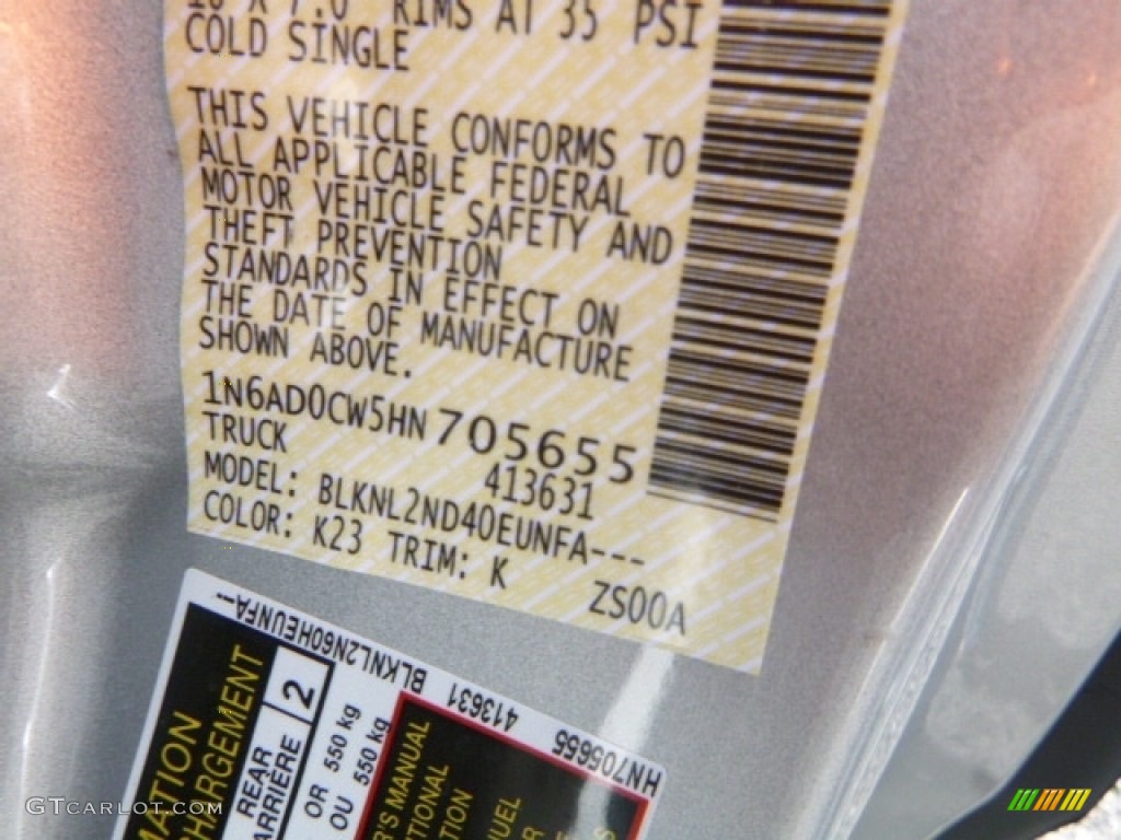 2017 Frontier Color Code K23 for Brilliant Silver Photo #116835246