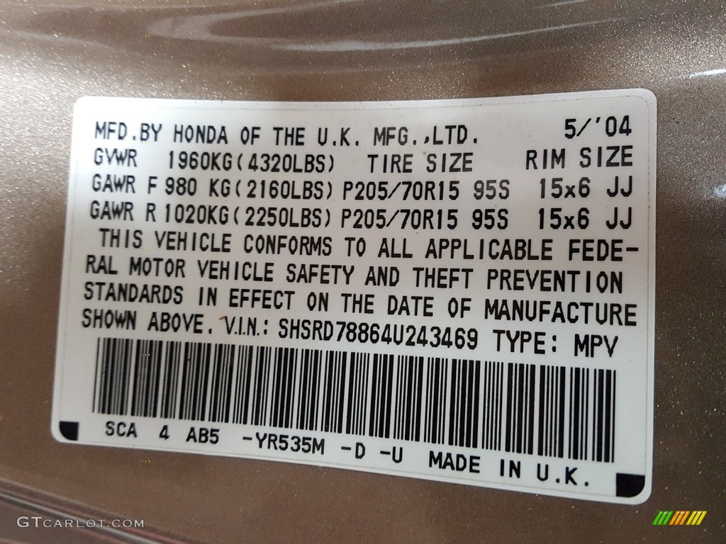2004 CR-V EX 4WD - Mojave Mist Metallic / Saddle photo #14