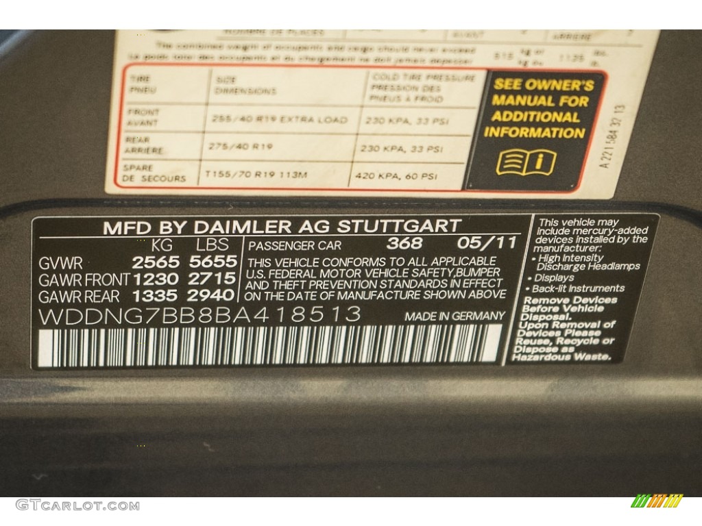 2011 S 550 Sedan - Flint Grey Metallic / Grey/Dark Grey photo #20