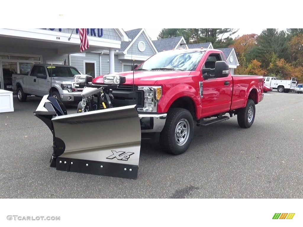 Race Red 2017 Ford F350 Super Duty XL Regular Cab 4x4 Plow Truck Exterior Photo #116844368