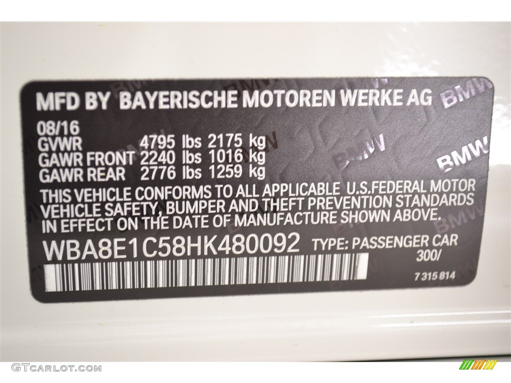 2017 3 Series 330e iPerfomance Sedan - Alpine White / Black photo #15