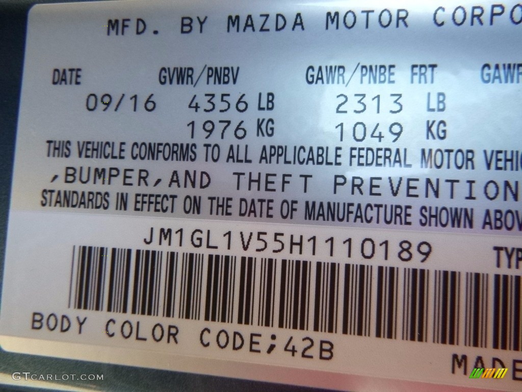 2017 Mazda6 Color Code 42B for Blue Reflex Mica Photo #116853594