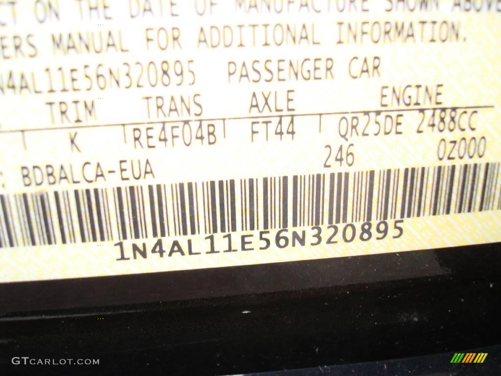2006 Altima 2.5 S Special Edition - Super Black / Frost photo #27