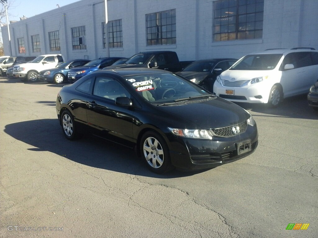 2010 Civic LX Coupe - Crystal Black Pearl / Gray photo #1