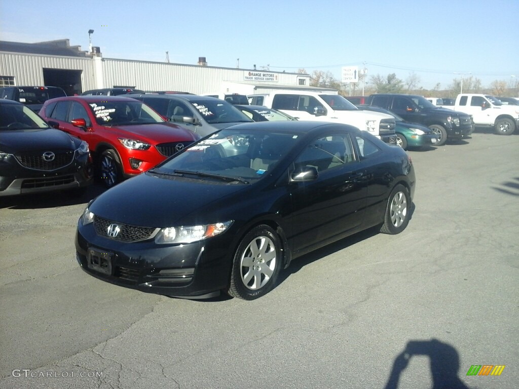 2010 Civic LX Coupe - Crystal Black Pearl / Gray photo #3