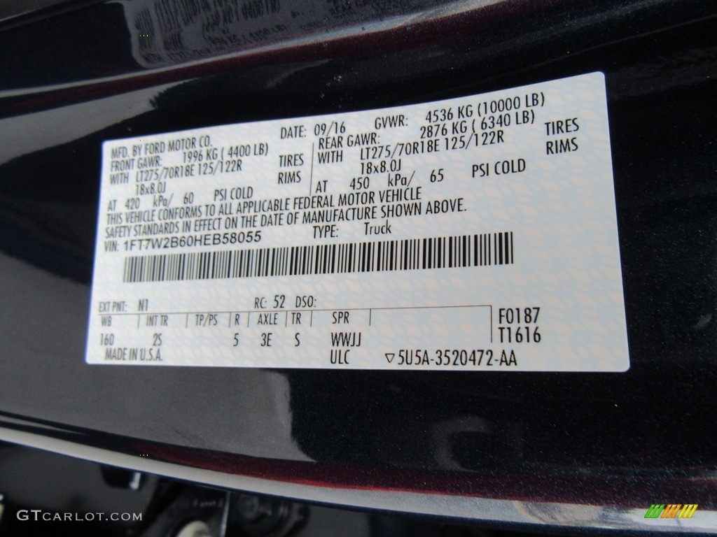 2017 F250 Super Duty Color Code N1 for Blue Jeans Photo #116886014