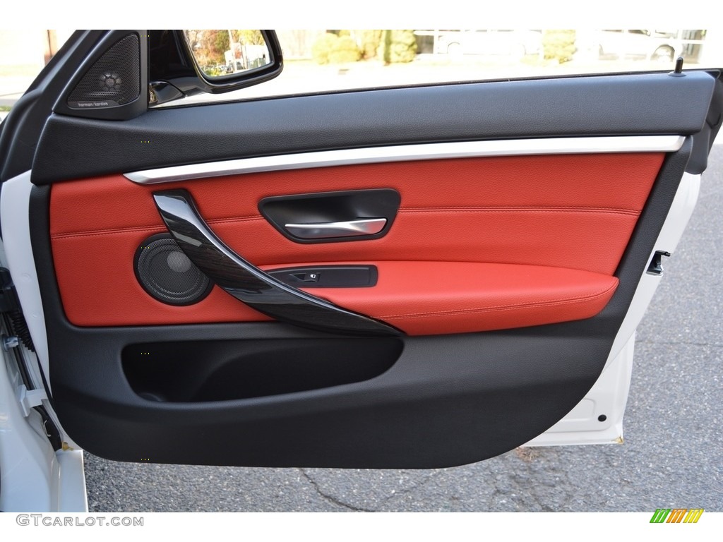2016 BMW 4 Series 435i xDrive Gran Coupe Coral Red Door Panel Photo #116888831