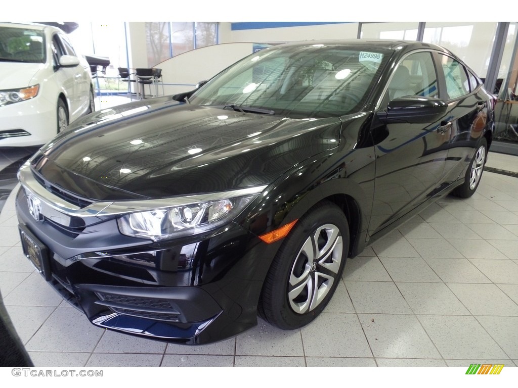 Crystal Black Pearl 2017 Honda Civic LX Sedan Exterior Photo #116892236