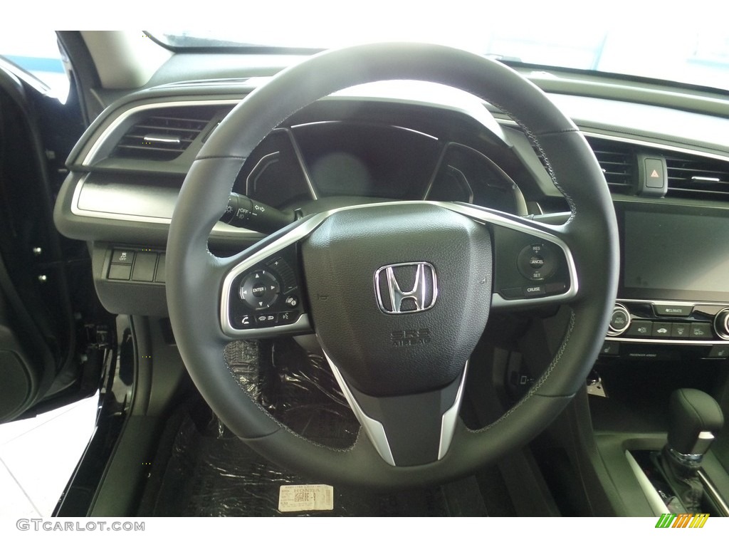 2017 Honda Civic EX-L Sedan Black Steering Wheel Photo #116894561