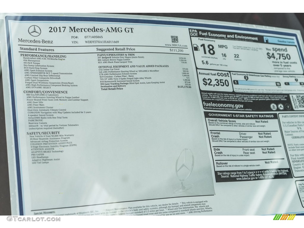 2017 AMG GT Coupe - designo Selenite Grey Magno (Matte) / Auburn Brown photo #11
