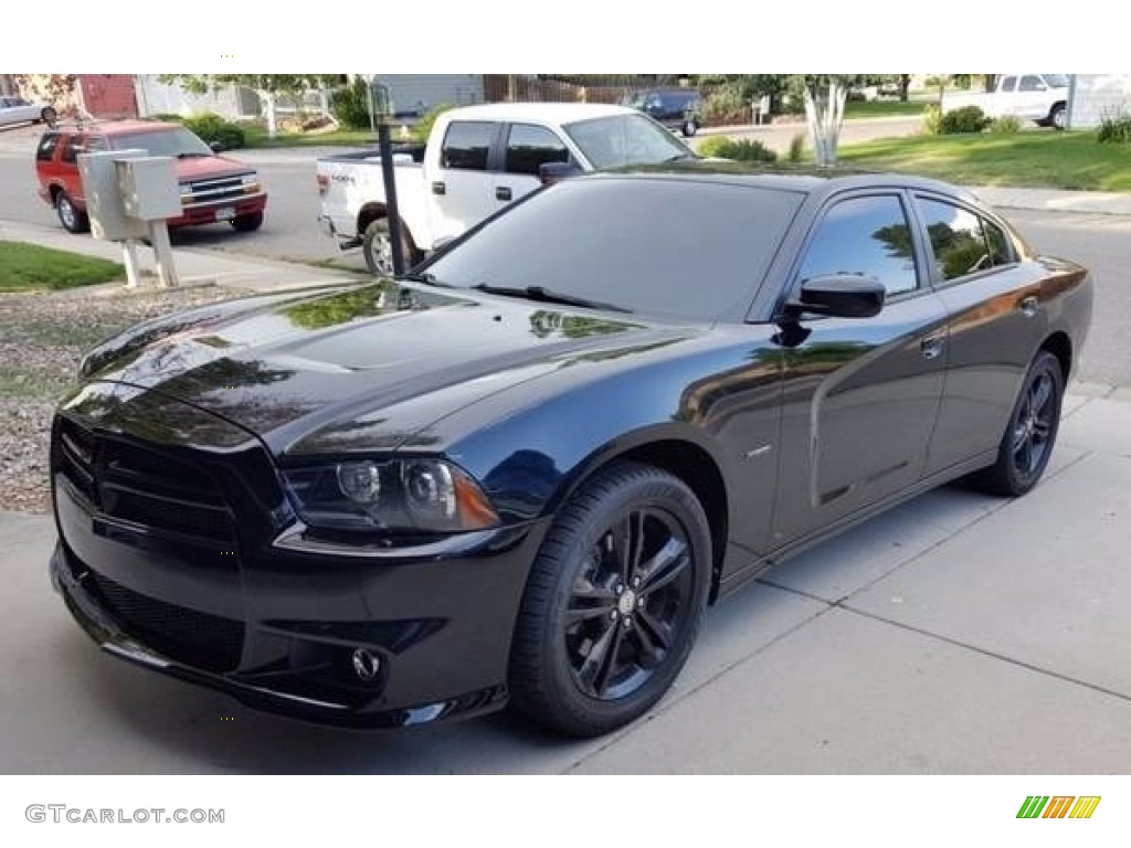 2013 Charger R/T AWD - Phantom Black Tri-Coat Pearl / Black/Red photo #3