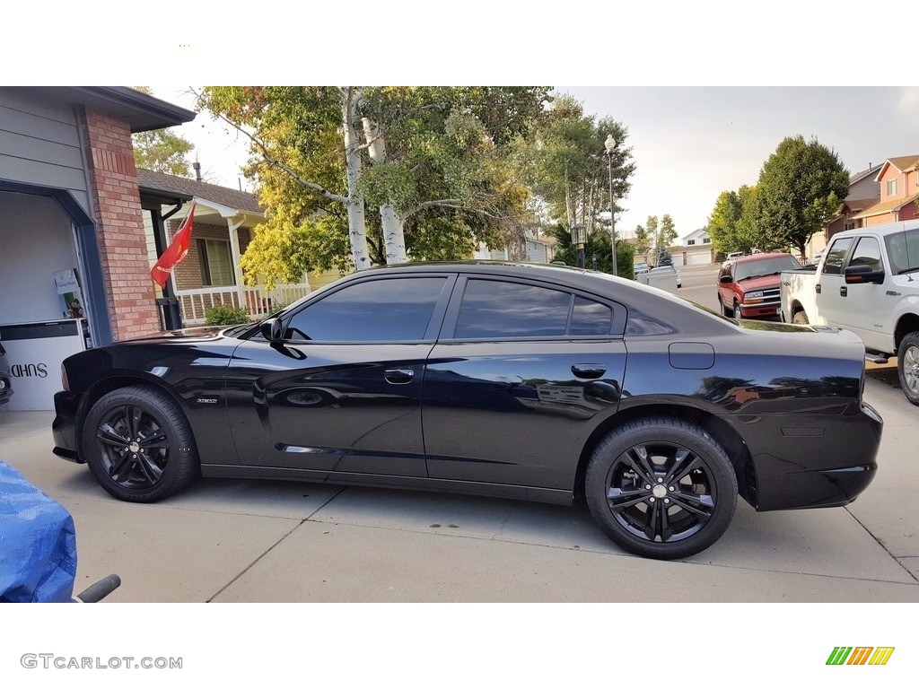 2013 Charger R/T AWD - Phantom Black Tri-Coat Pearl / Black/Red photo #4