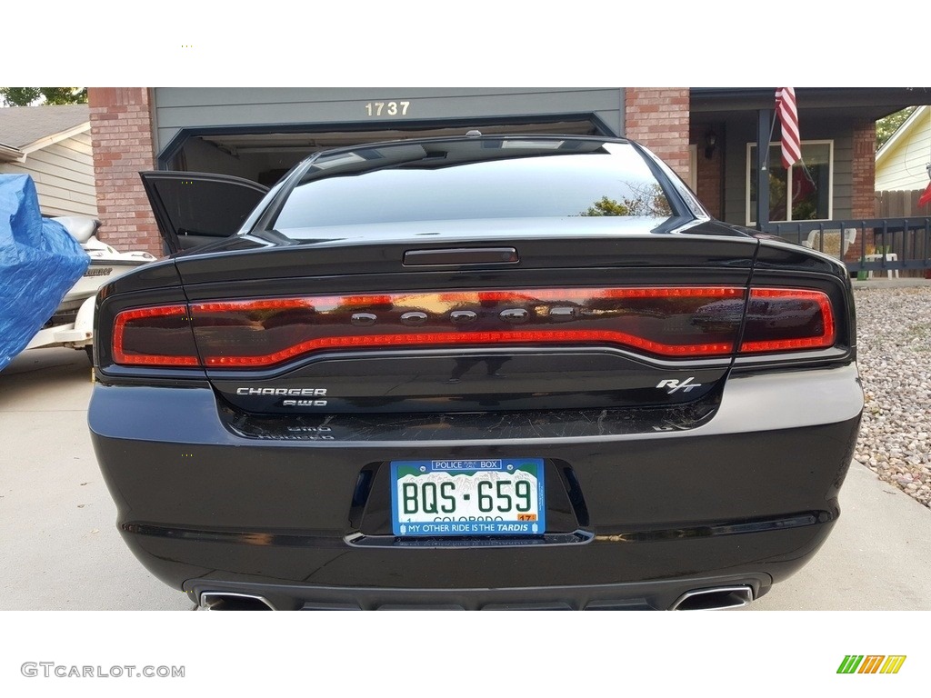 2013 Charger R/T AWD - Phantom Black Tri-Coat Pearl / Black/Red photo #5