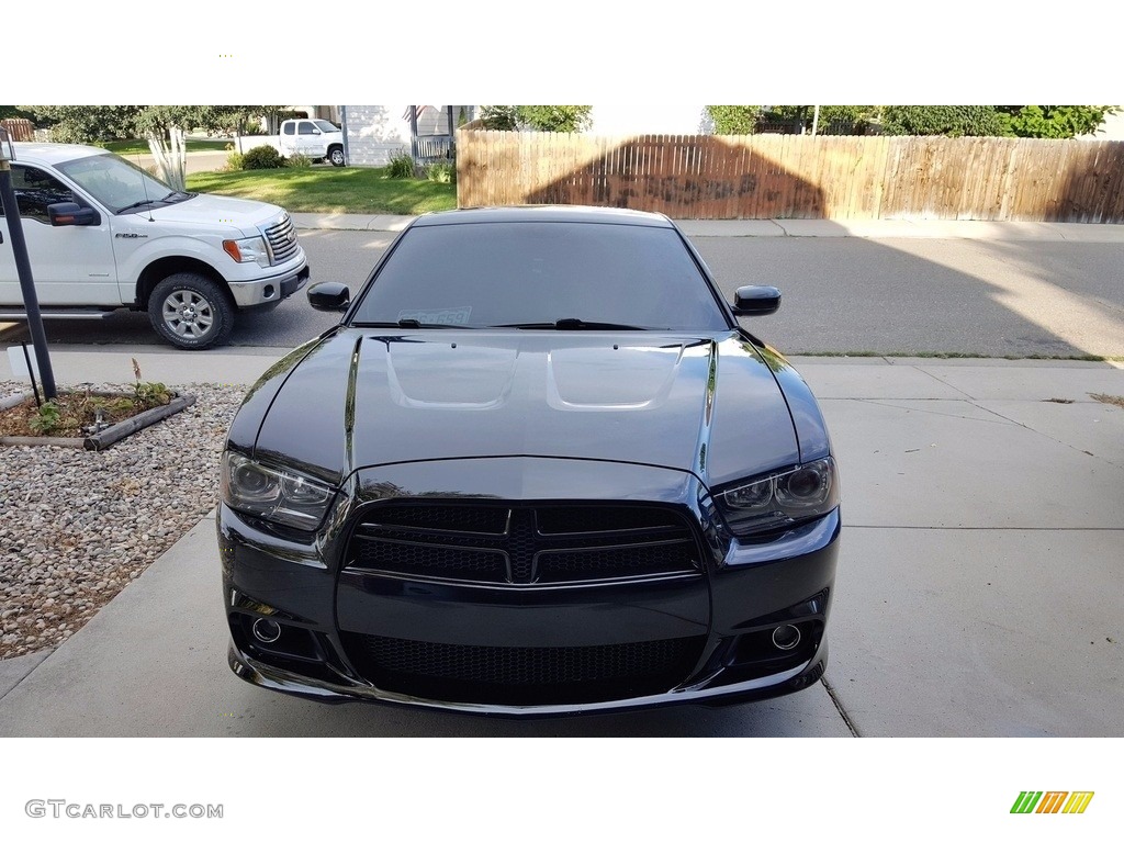 2013 Charger R/T AWD - Phantom Black Tri-Coat Pearl / Black/Red photo #8