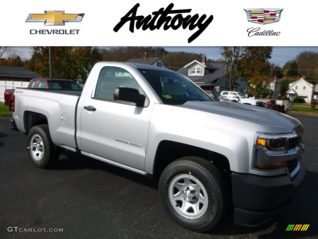 2017 Silverado 1500 WT Regular Cab 4x4 - Silver Ice Metallic / Jet Black photo #1