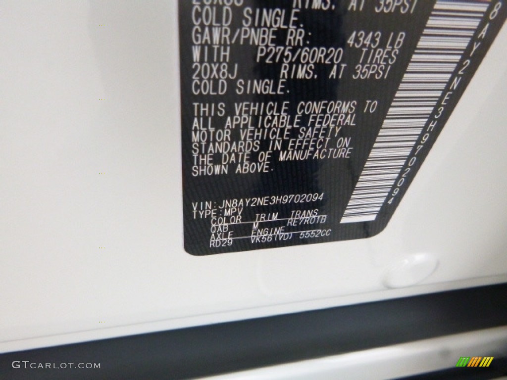 2017 Armada Color Code QAB for Pearl White Photo #116909105