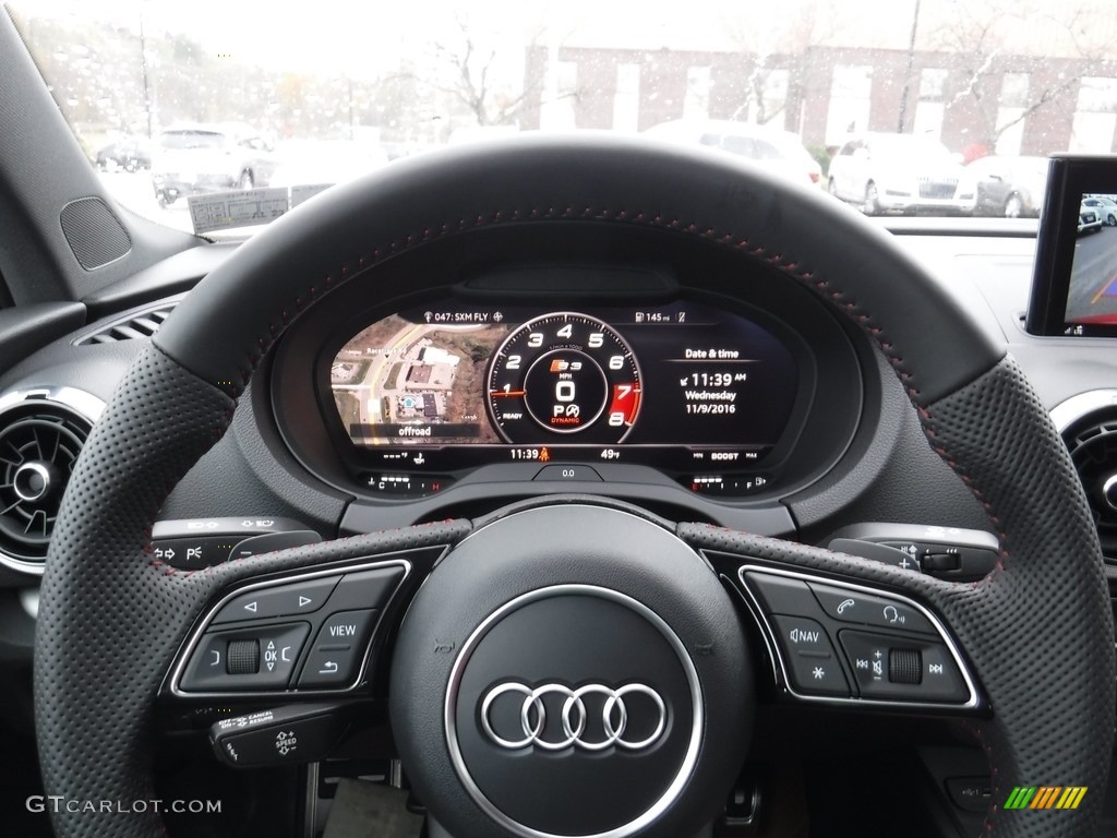 2017 Audi S3 2.0T Premium Plus quattro Magma Red/Anthracite Stitching Steering Wheel Photo #116909420