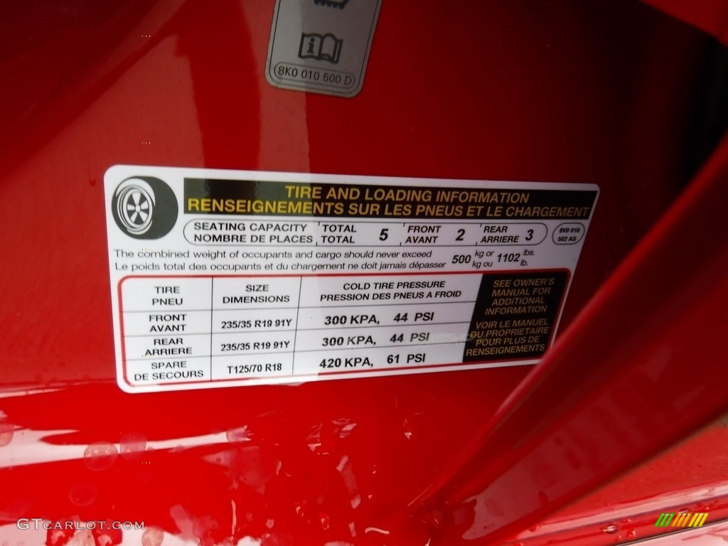 2017 Audi S3 2.0T Premium Plus quattro Info Tag Photo #116909762
