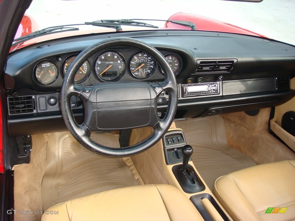 1990 Porsche 911 Carrera 2 Cabriolet Beige Dashboard Photo #116913294