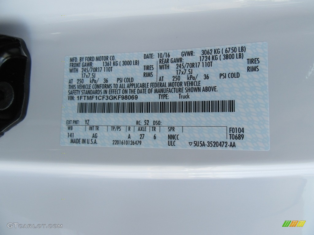 2016 F150 XL Regular Cab 4x4 - Oxford White / Medium Earth Gray photo #30