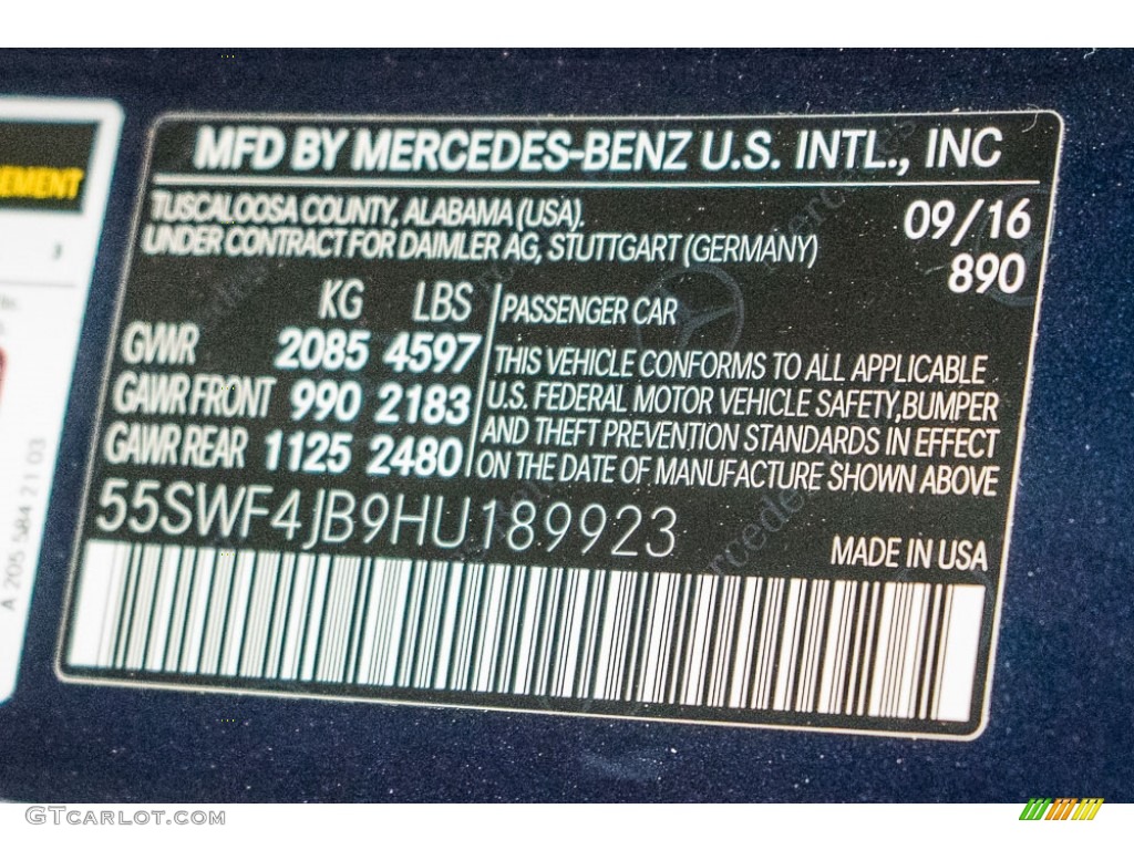 2017 C Color Code 890 for Lunar Blue Metallic Photo #116916530