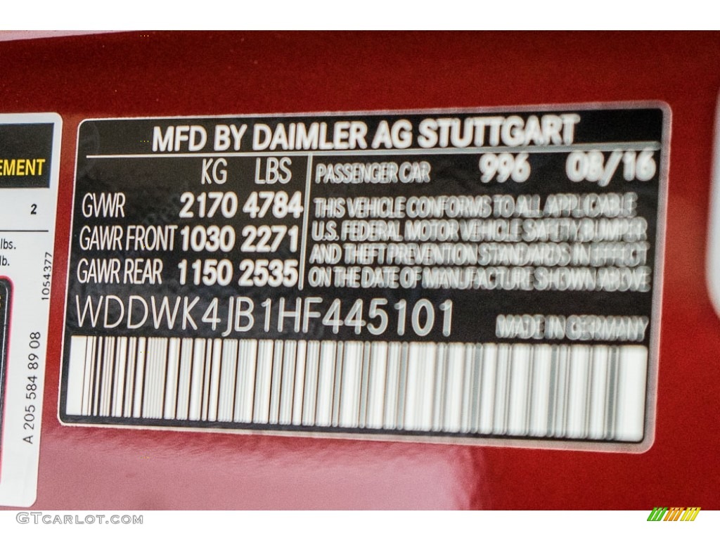 2017 C Color Code 996 for designo Cardinal Red Metallic Photo #116918171