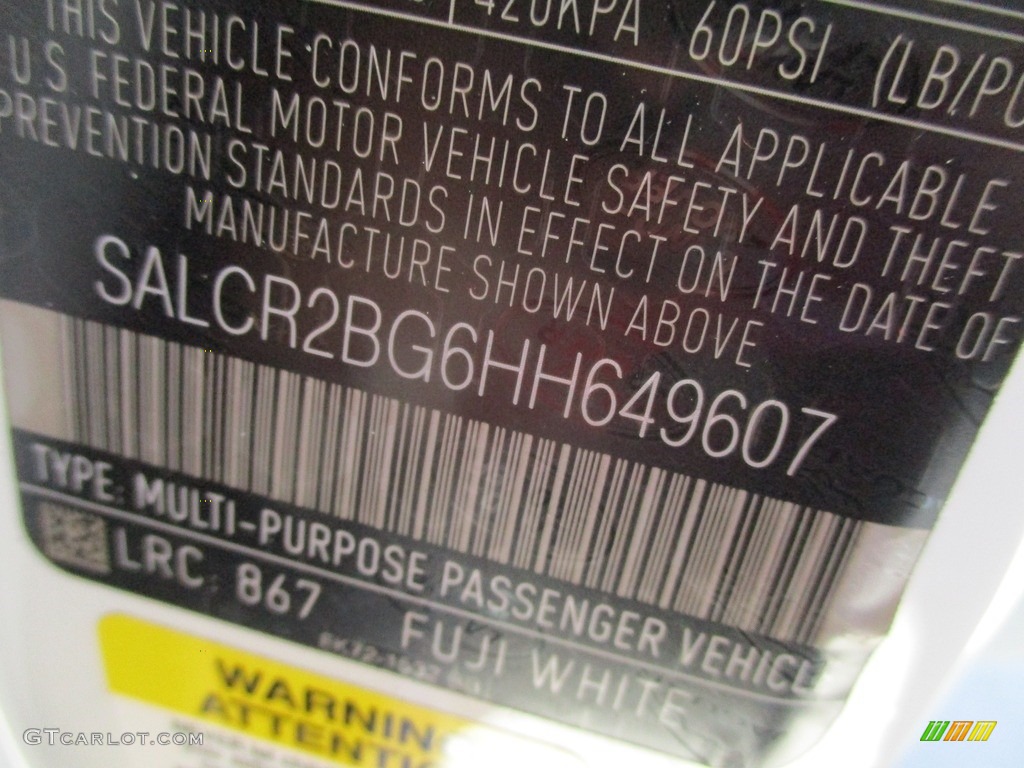 2017 Discovery Sport Color Code 867 for Fuji White Photo #116922794