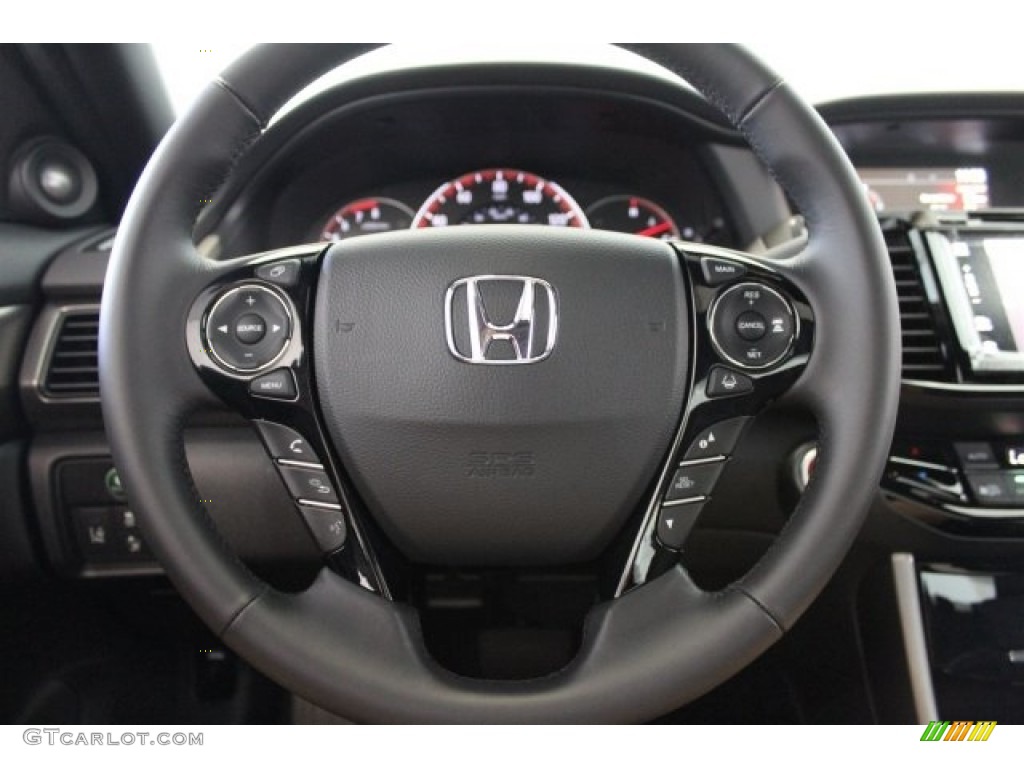 2017 Honda Accord EX-L Coupe Black Steering Wheel Photo #116945035