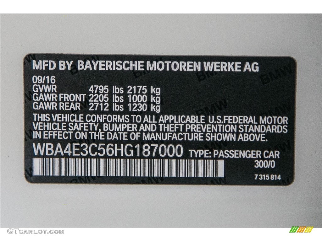 300 2017 BMW 4 Series 440i Gran Coupe Parts