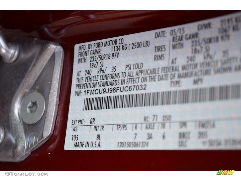 2015 Escape Titanium 4WD - Ruby Red Metallic / Medium Light Stone photo #12