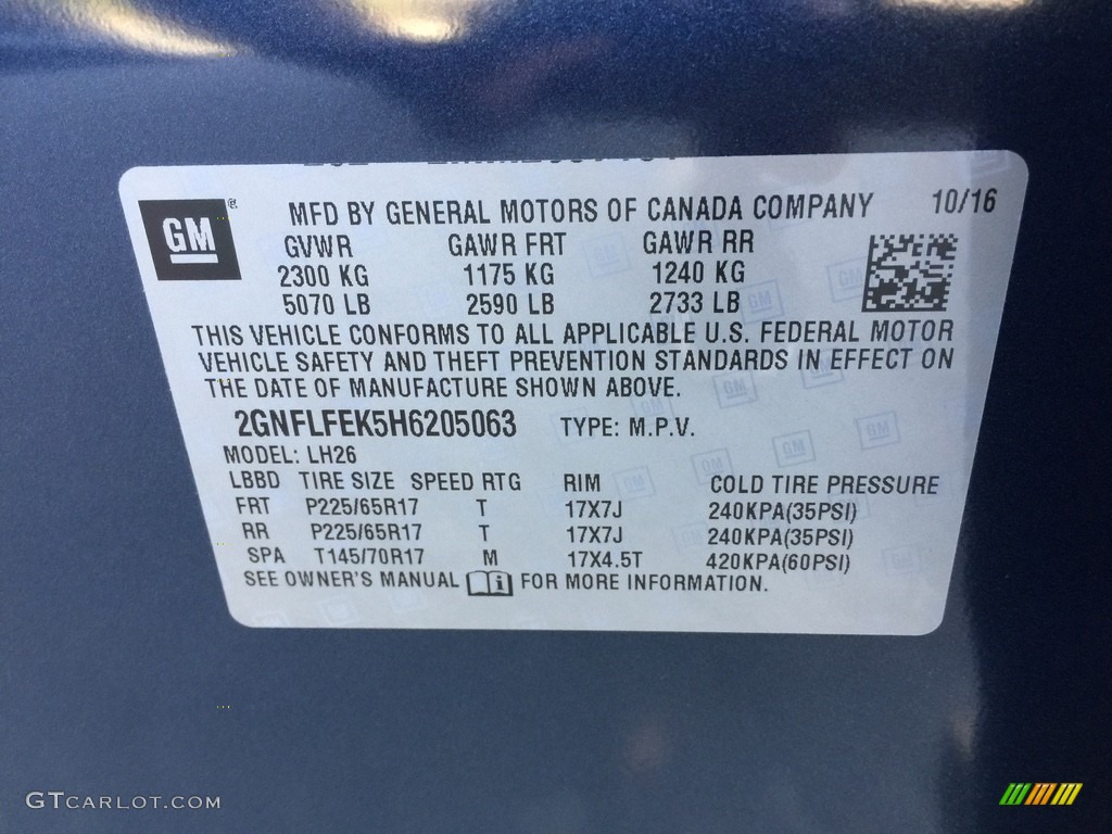 2017 Equinox LT AWD - Blue Velvet Metallic / Jet Black photo #11