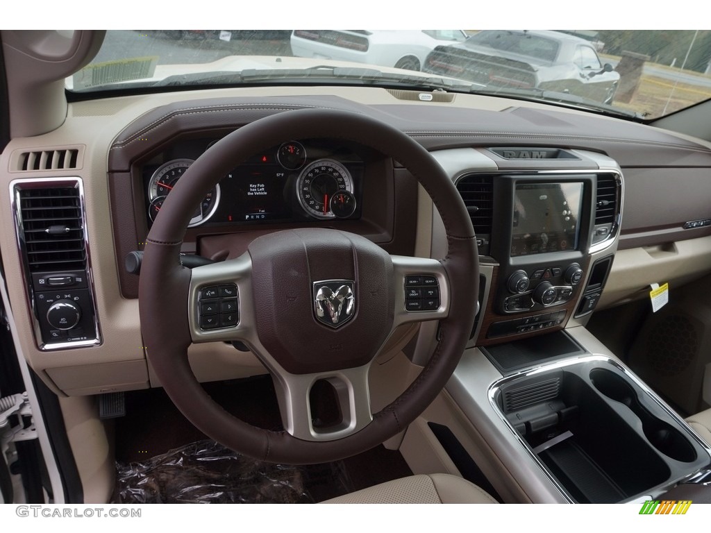 2017 1500 Laramie Crew Cab - Pearl White / Canyon Brown/Light Frost Beige photo #10