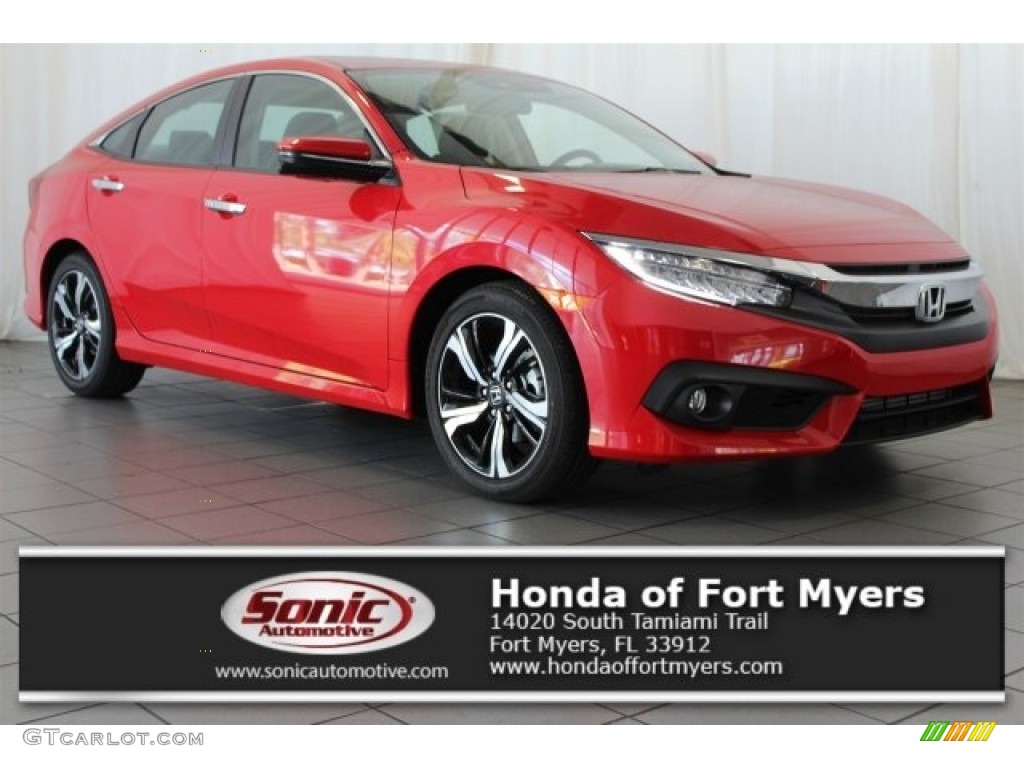 2017 Civic Touring Sedan - Rallye Red / Black photo #1