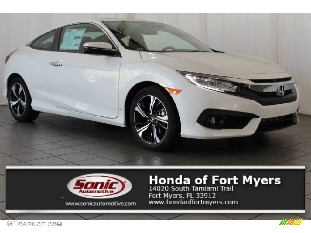 2017 Civic Touring Coupe - White Orchid Pearl / Black/Gray photo #1
