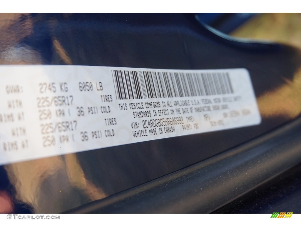 2017 Grand Caravan Color Code PBX for Contusion Blue Pearlcoat Photo #116996108