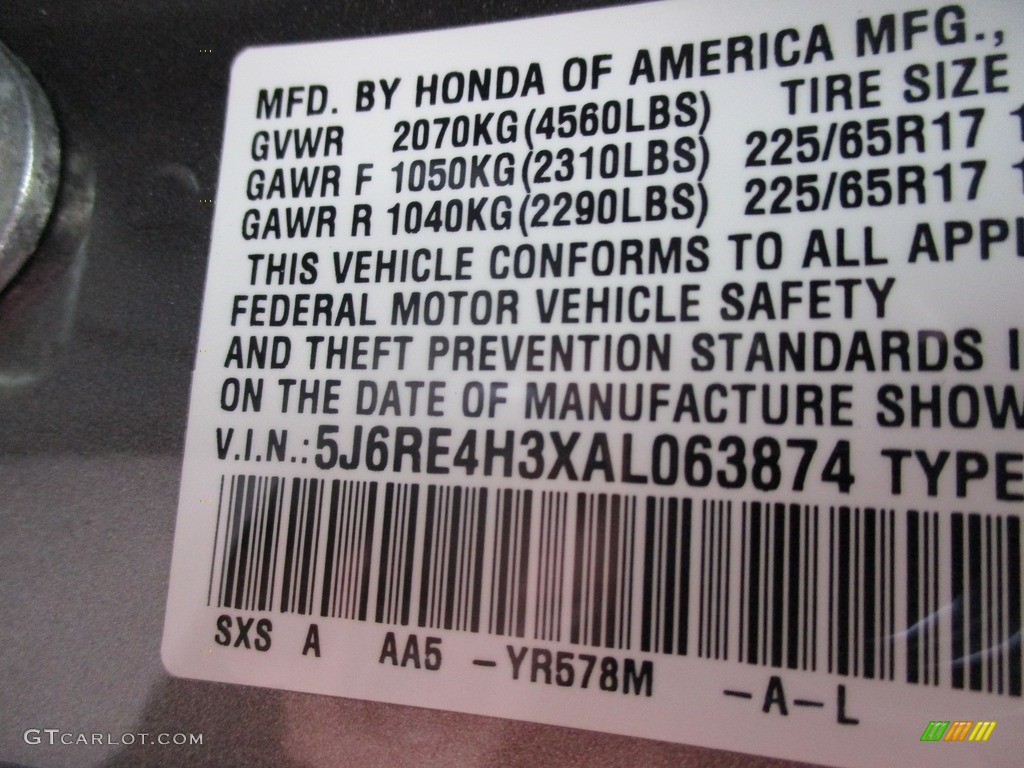2010 CR-V LX AWD - Urban Titanium Metallic / Black photo #19