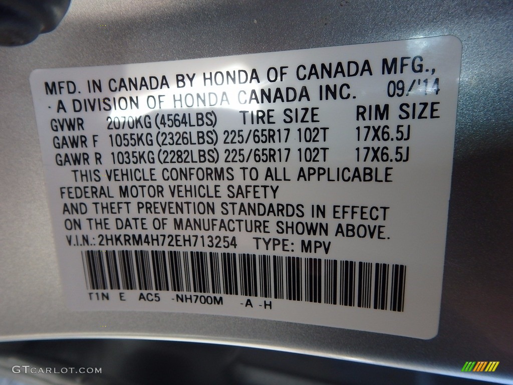 2014 CR-V EX-L AWD - Alabaster Silver Metallic / Black photo #23